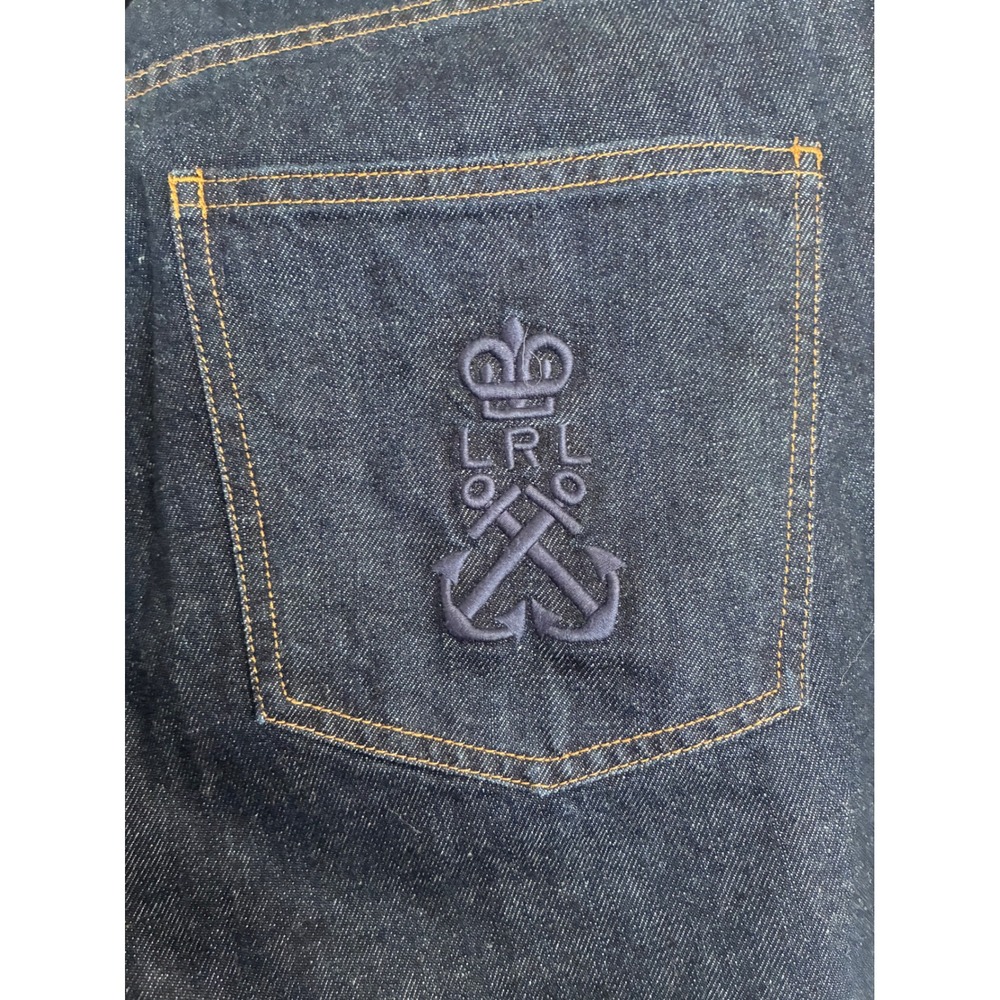 Lauren Ralph Lauren Dark Wash High Rise Button Fly Flare Jeans Navy Blue 12 - Picture 5 of 6